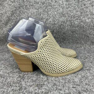 ✅Womens 7 DV Dolce Vita Mule Beige Perforated Suede Pointed Toe Heels 3.5" Heel